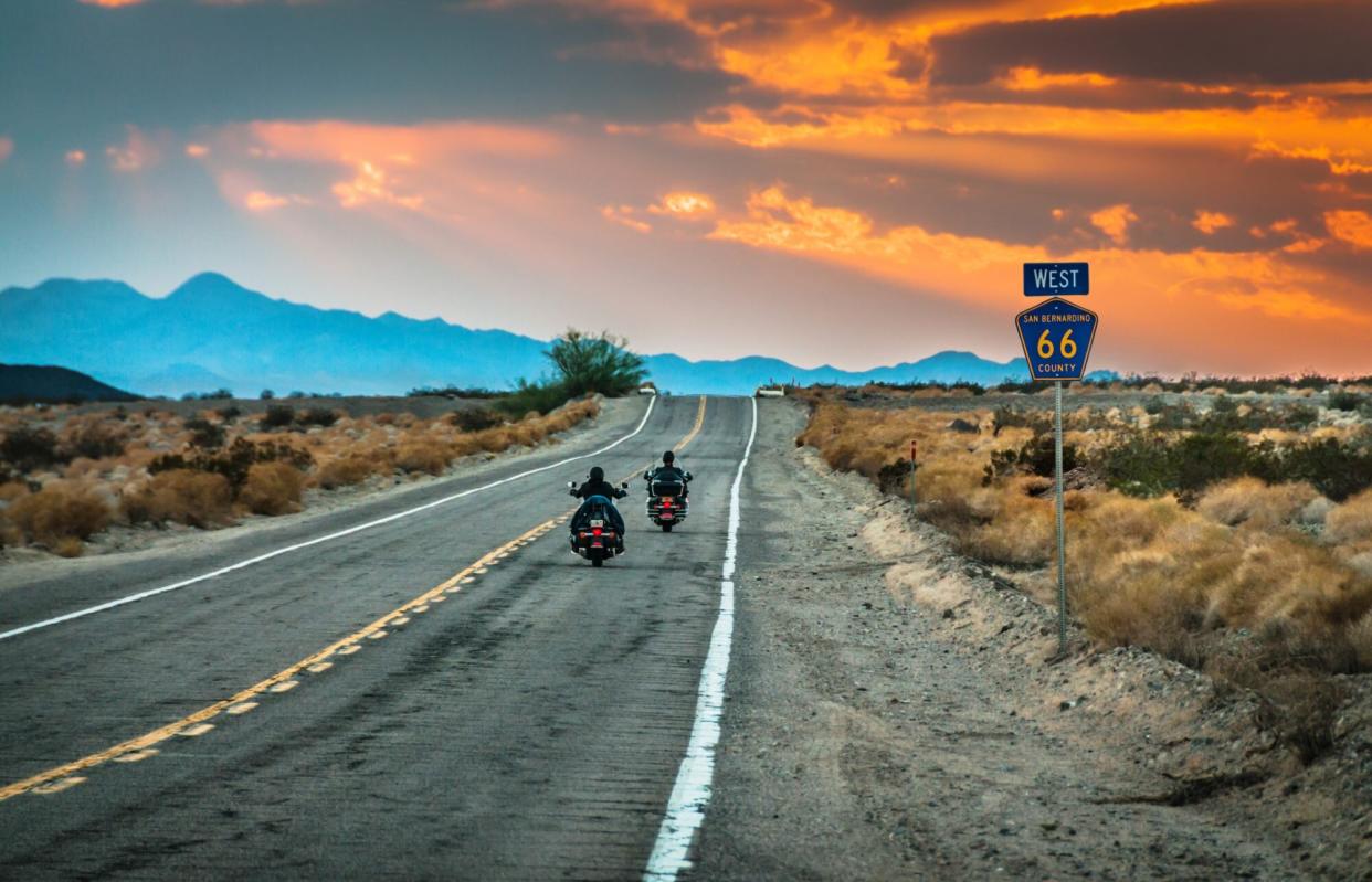 Motorcycles riding along Route 66