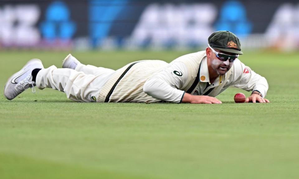 <span>Nathan Lyon during Australia’s recent Test series against New Zealand.</span><span>Photograph: Kai Schwörer/Getty Images</span>