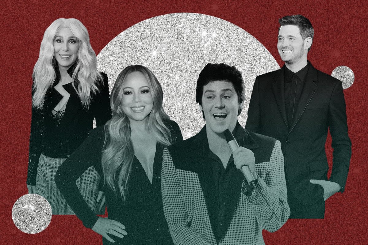 Festive: Cher, Mariah Carey, Shakin’ Stevens and Michael Bublé are among the stars who’ve released Christmas albums (Getty/The Independent)