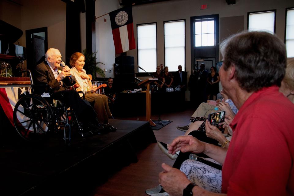 Jimmy and Rosalynn Carter celebrated their 75th wedding anniversary with family, friends and special guests Saturday July 10, 2021 in Plains, Georgia.