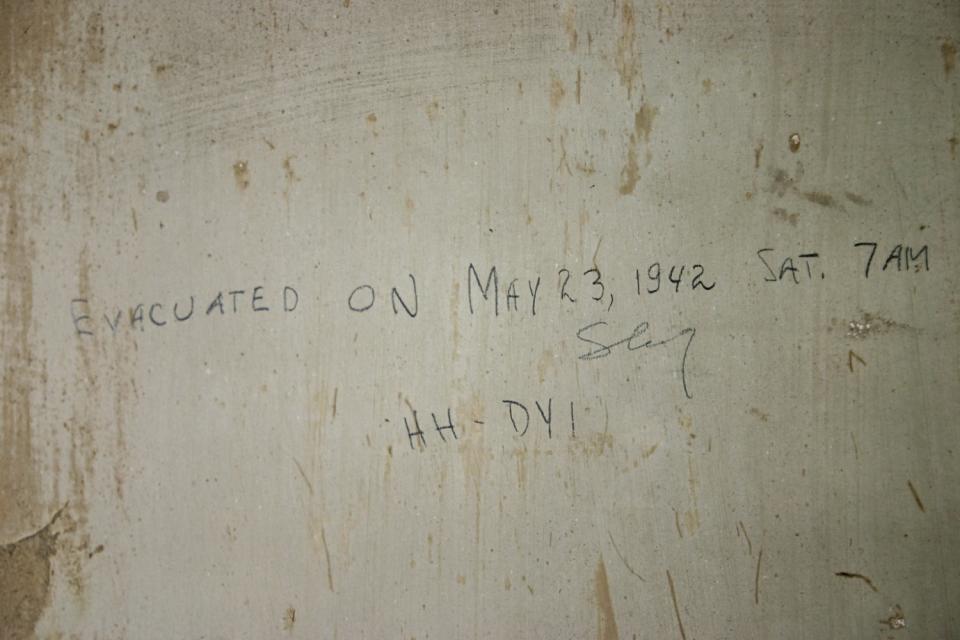 Harold Harada's note on Harada House wall.