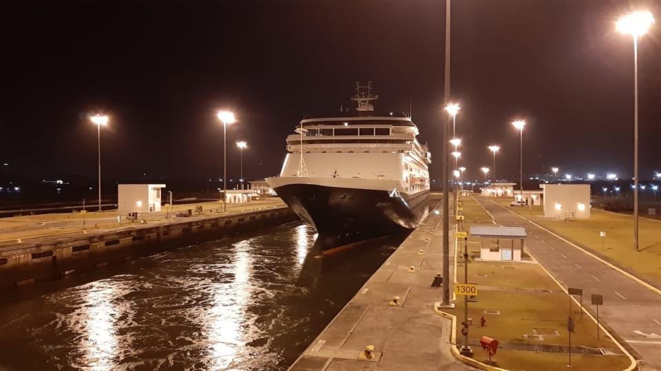 Here's a look at Holland America’s MS Zaandam in the Panama Canal.