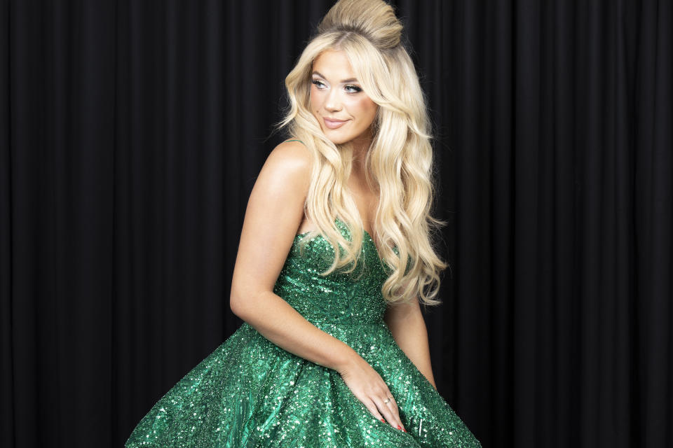 Country musician Megan Moroney poses for a portrait on Wednesday, Oct. 11, 2023, in Los Angeles. (Photo by Rebecca Cabage/Invision/AP)