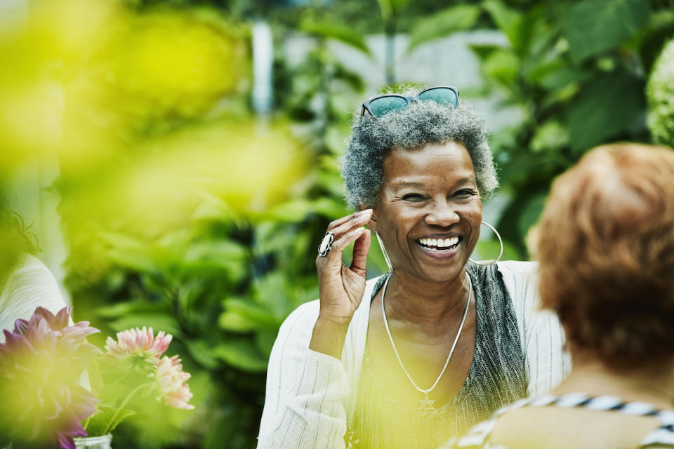 Woman smiling in garden