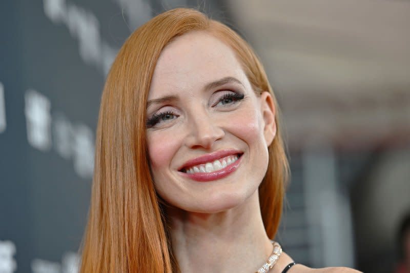 Jessica Chastain attends the premiere of "Memory" at the Royal Alexandra Theatre in Toronto on September 12. Photo by Chris Chew/UPI