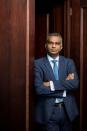 Viswas Raghavan, Chief Executive Officer for J.P. Morgan in Europe, Middle East and Africa, poses at the companies offices, in London