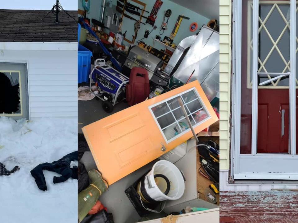 A polar bear broke windows, smashed down doors and scattered clothing before leaving William's Harbour, Labrador, last week. (Submitted by Hayward and Rebecca Larkham - image credit)