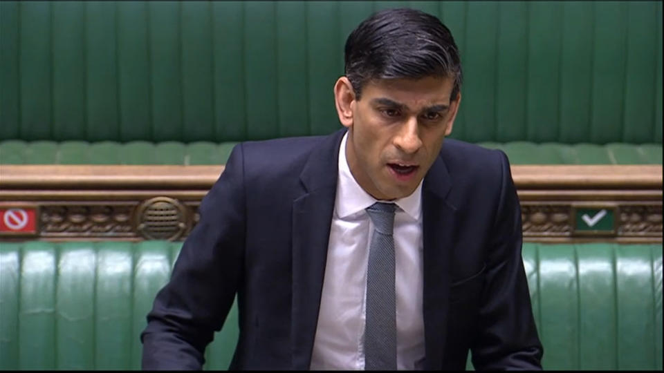 Chancellor Rishi Sunak, who is celebrating his 40th birthday today, makes a statement in the House of Commons on the government's economic package in response to the coronavirus outbreak. (Photo by House of Commons/PA Images via Getty Images)