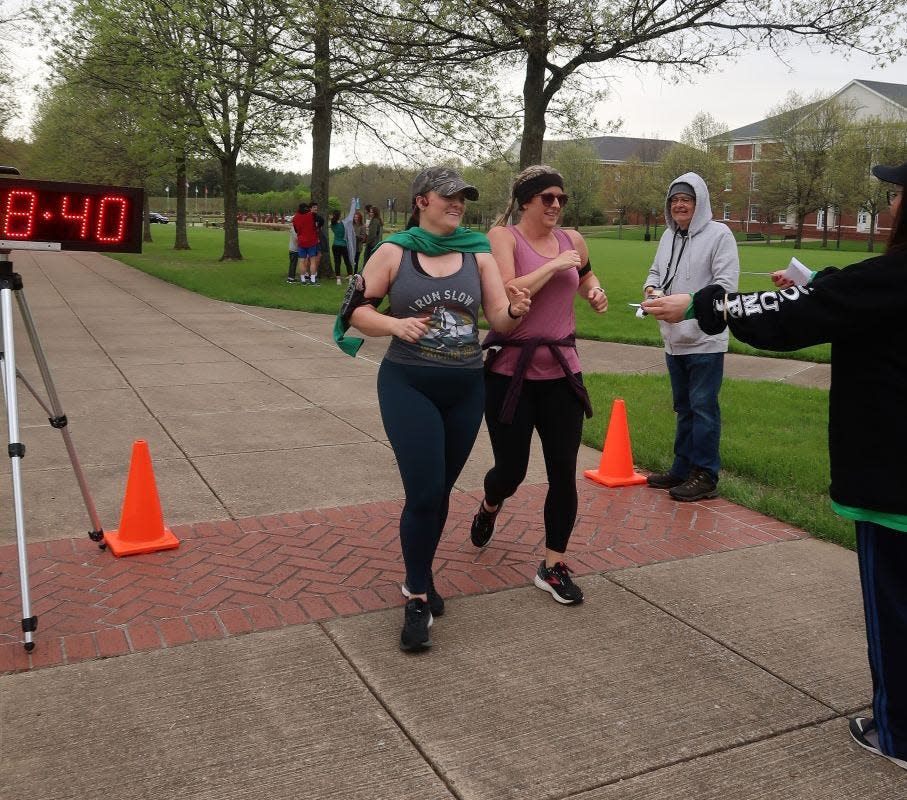 Runners complete the Bunny Run 5K and 1-mile Fun Run/Bunny Hop hosted by the Dream Center of Jackson on the lawn of Union University in Jackson, Tennessee on Saturday, March 08, 2023. Awards were given to the top three males and female finishers during the event, which is held annually to benefit the operations of the Dream Center. An Easter Egg hunt and a photo opportunity with the Easter Bunny were held for children during the event.