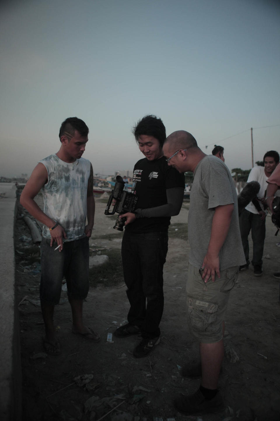 Oros: Director Paul Sta. Ana viewing the playback (Photo courtesy of Cinemalaya)