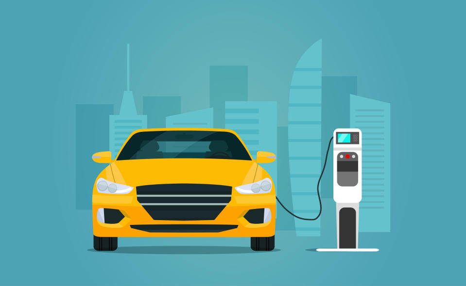 Electric sedan car charging