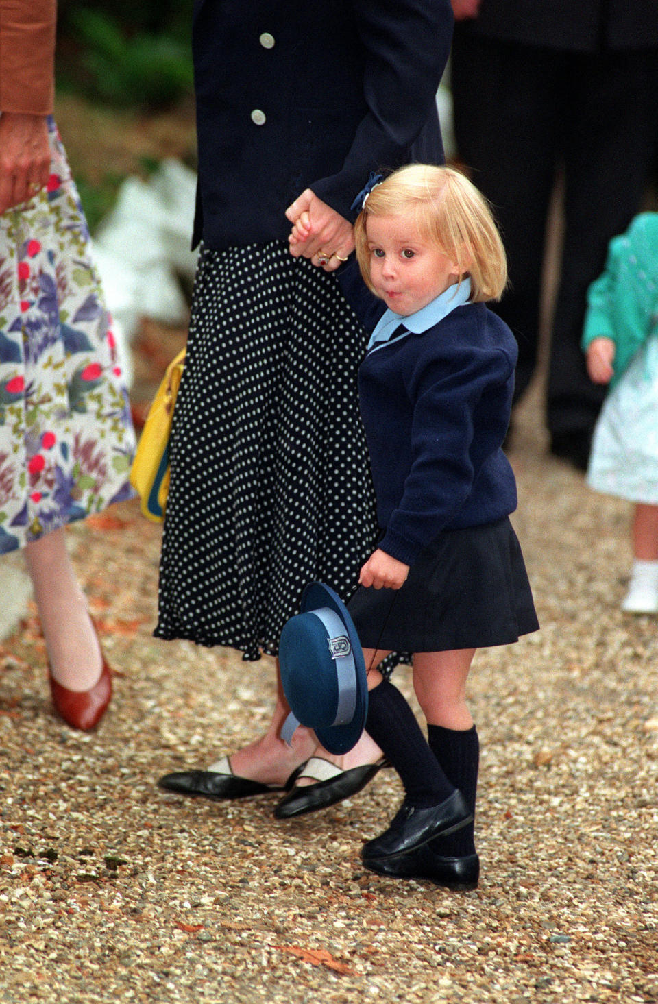 Princess Beatrice on her first day of school, in 1991 (PA)
