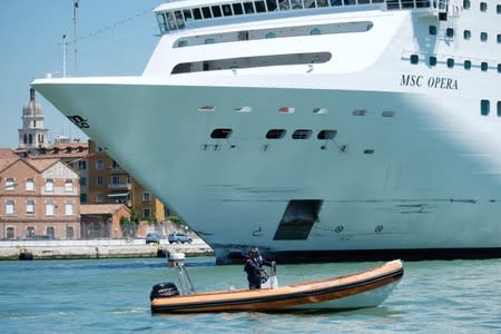 MSC Opera cruise ship is seen after a crash in San Basilio dock in Venice