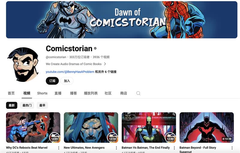 波特妻子表示，未來頻道不會因此停止更新。（圖／翻攝自comicstorian IG）