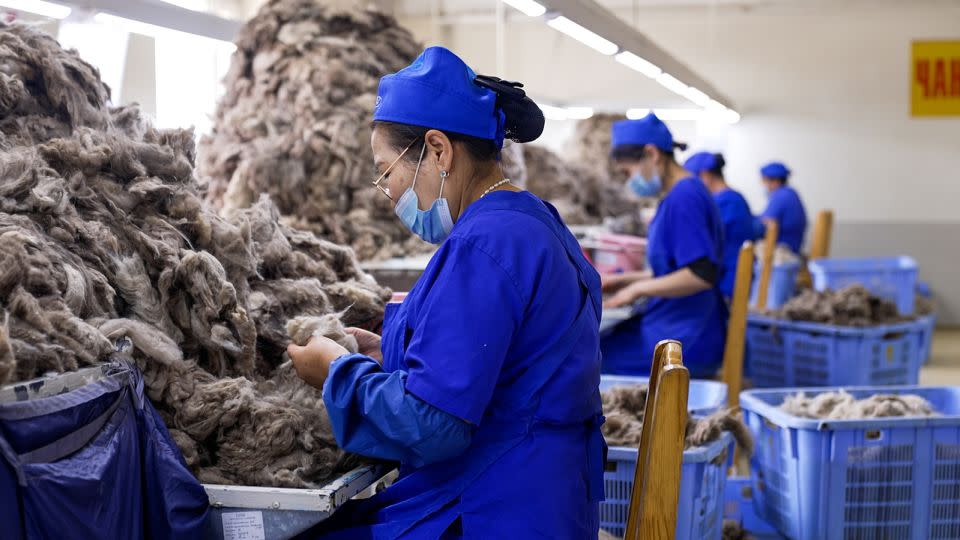 Cashmere processing remains relatively rare in Mongolia, which currently exports up to 90% of the material raw. - Dan Hodge/CNN