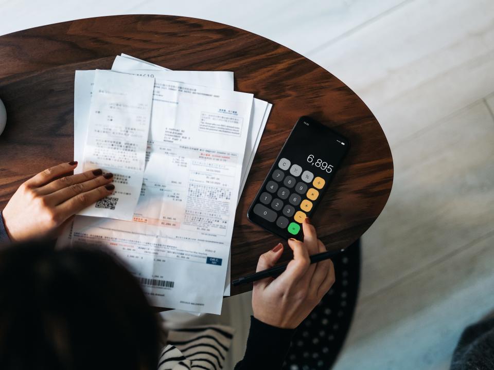 Woman doing taxes.