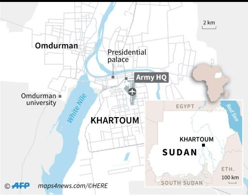 Close-up map of Khartoum
