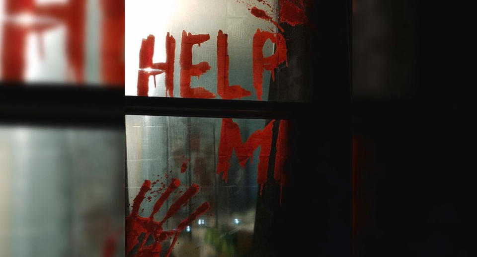 A Halloween decoration hanging in the window of a home in North Dakota, US, home is so scary concerned neighbours called the police to check on the residents. Source: WDAY-TV