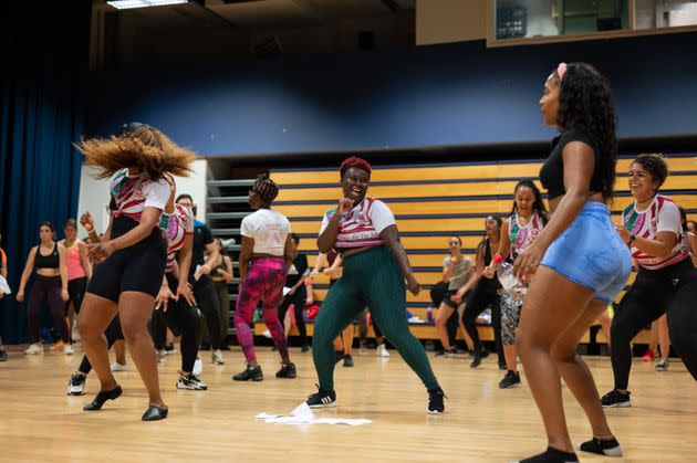 Students rehearse at the Paraiso School of Samba. (Photo: Clara Watt for HuffPost)