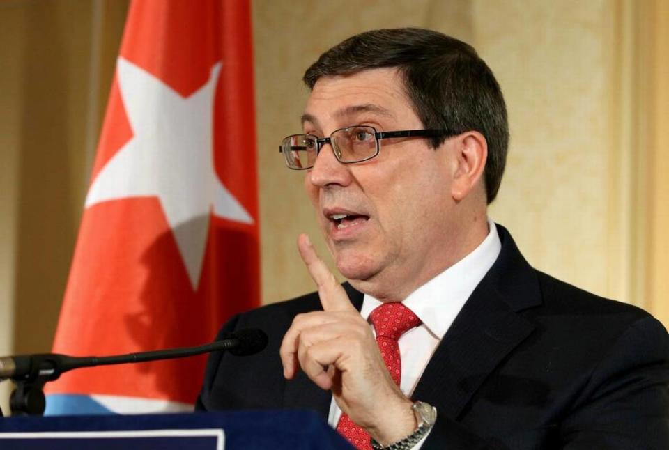 Cuban Foreign Minister Bruno Rodriguez addresses the media during a news conference in 2017.