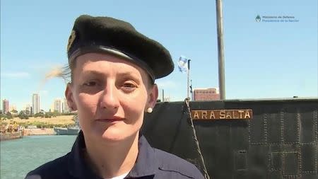 Maria Krawczyk, a submarine officer on board the Argentine navy submarine ARA San Juan, which went missing in the South Atlantic, is seen in this still image taken from a Ministry of Defense of Argentina video obtained by Reuters. Ministerio de Defensa de Argentina/via REUTERS
