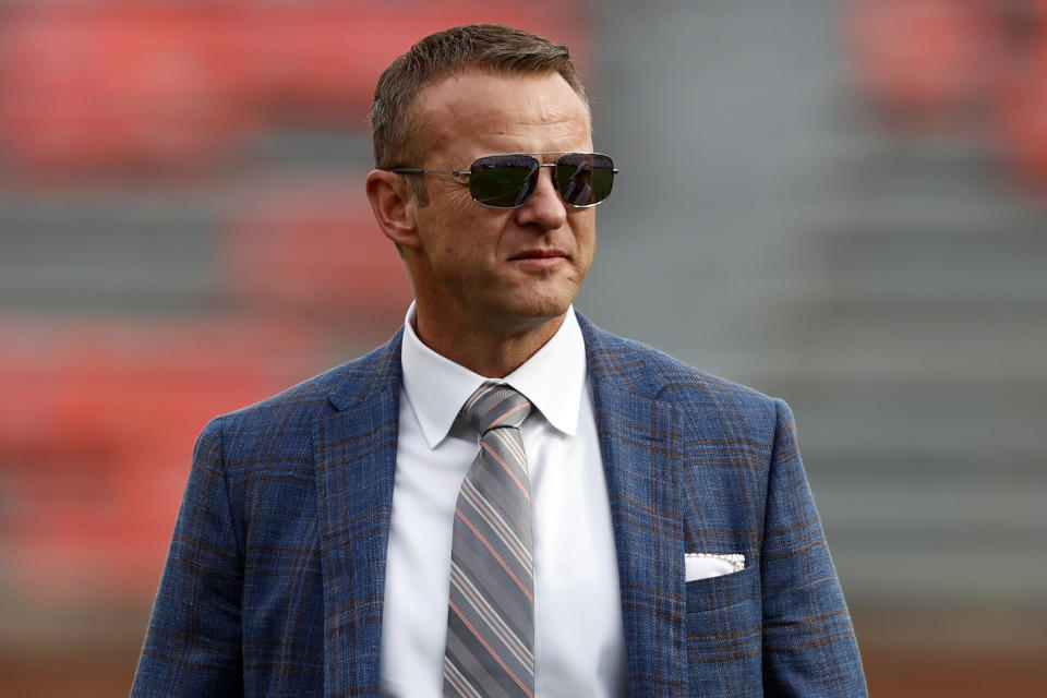 Auburn head coach Bryan Harsin walks the field before an NCAA college football game against Arkansas Saturday, Oct. 29, 2022, in Auburn, Ala. (AP Photo/Butch Dill)