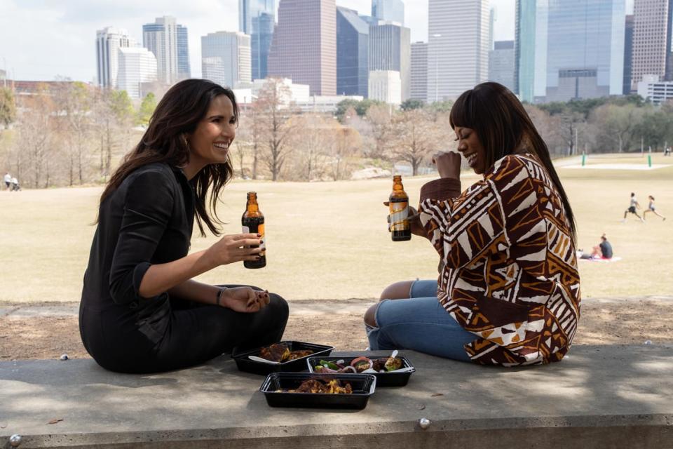 <div class="inline-image__caption"><p>Padma’s spice meter is put to the test by comedian Yvonne Orji when she travels to Houston, home to the largest Nigerian population in the US, where she gets an insider experience of Nigerian food and pride.</p></div> <div class="inline-image__credit">Rebecca Brenneman/Hulu</div>