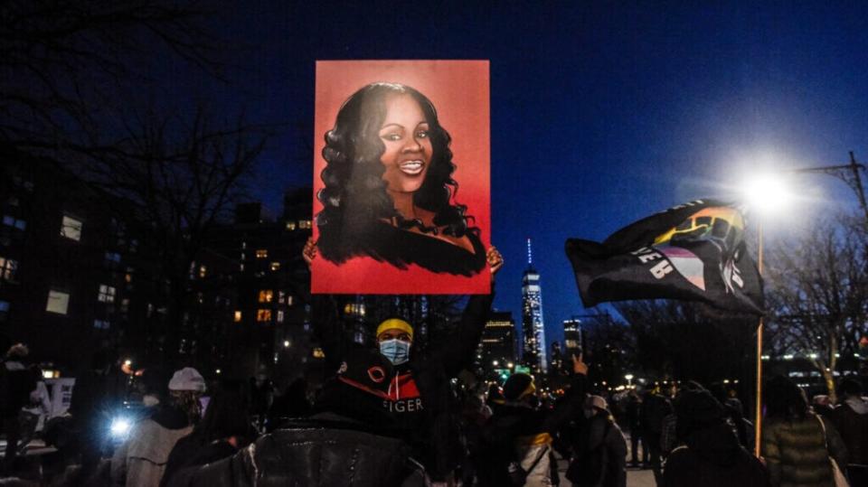 People march on the West Side Highway in a protest to mark the one year anniversary of Breonna Taylor’s death on March 13, 2021 in New York City. (Photo by Stephanie Keith/Getty Images)