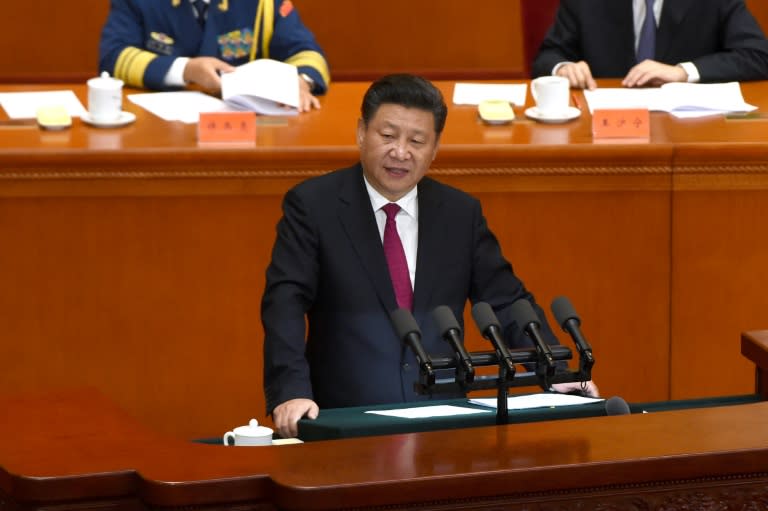 Chinese President Xi Jinping delivers a speech during the Celebration Ceremony of the 95th Anniversary of the Founding of the Communist Party of China at the Great Hall of the People in Beijing on July 1, 2016