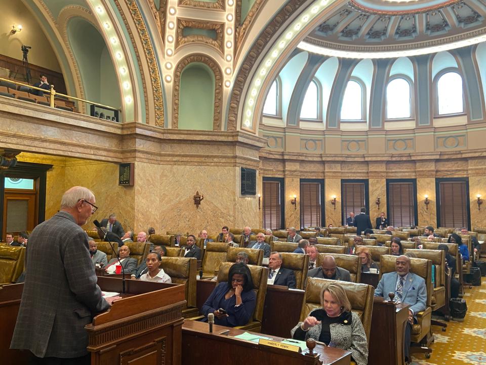 Rep. Larry Byrd, R, presents a bill Wednesday to the Mississippi House of Representatives on giving counties and cities the right to choose their own building permit and code laws. The bill passed 81 to 29, and it will now be considered by a Senate committee before possibly going to the floor for a vote.