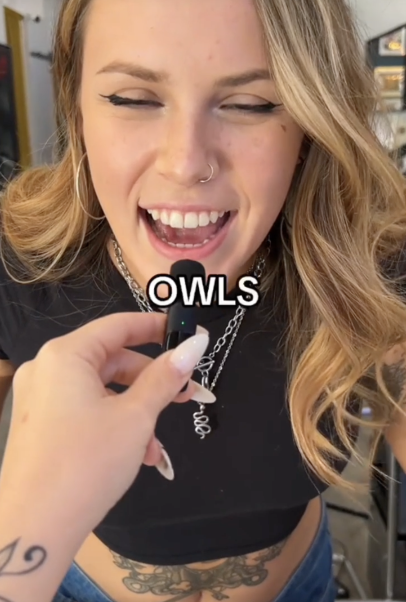 The same woman laughs and says 'OWLS'