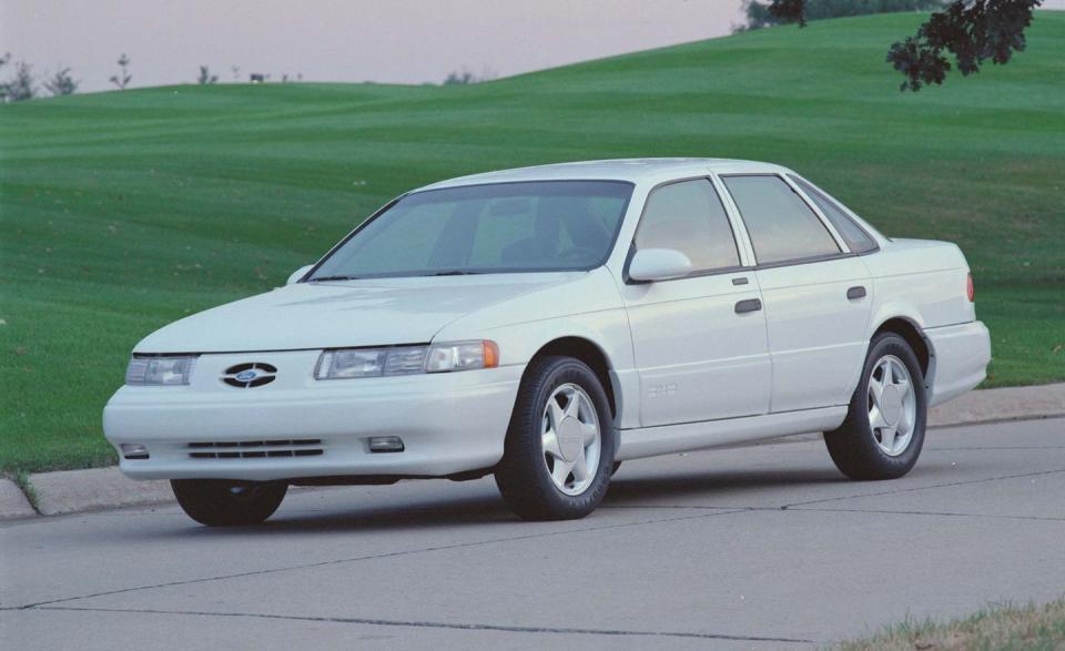 <p>The Ford Taurus topples the Honda Accord as the best-selling passenger car in 1992, a much ballyhooed achievement. Ford heavily trumpets its win, ignoring critics who say that the Taurus’s total was bolstered by fleet sales. And wouldn’t you know it, the same year the Taurus unseats the Accord in sales, it also <a rel="nofollow noopener" href="https://www.caranddriver.com/features/1992-10best-cars-1992-ford-taurus-sho-page-5" target="_blank" data-ylk="slk:ascends to our 10Best Cars ranks;elm:context_link;itc:0;sec:content-canvas" class="link ">ascends to our 10Best Cars ranks</a>, while the Honda does not.</p>