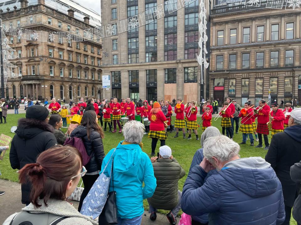 A band plays in George’s Square, Glasgow. (Louise Boyle)