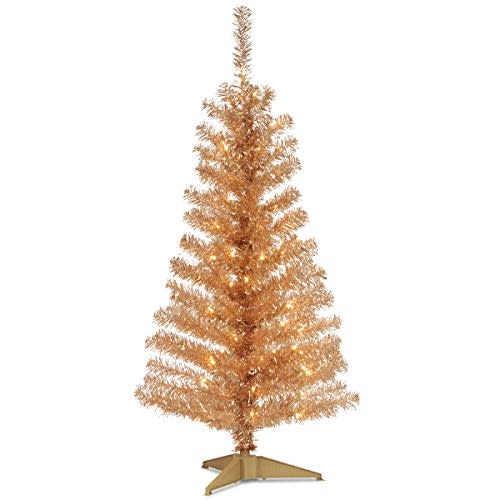 16) 4' Tinsel Tree with Plastic Stand and Clear Lights