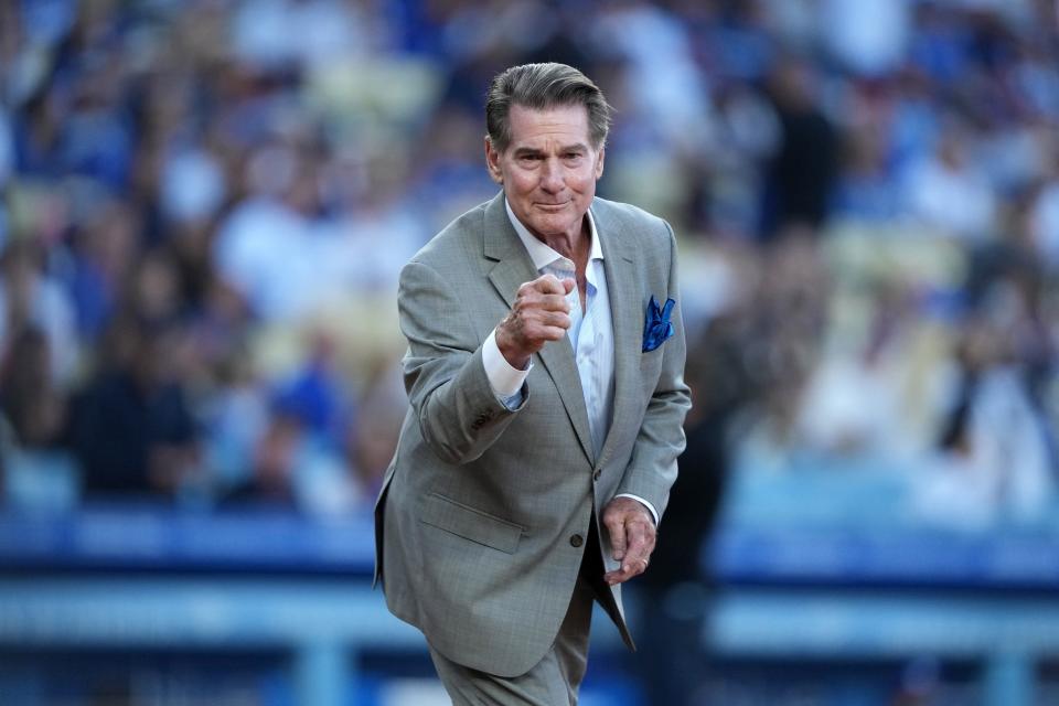 Steve Garvey attends a game between the Dodgers and Yankees at Dodger Stadium this weekend.