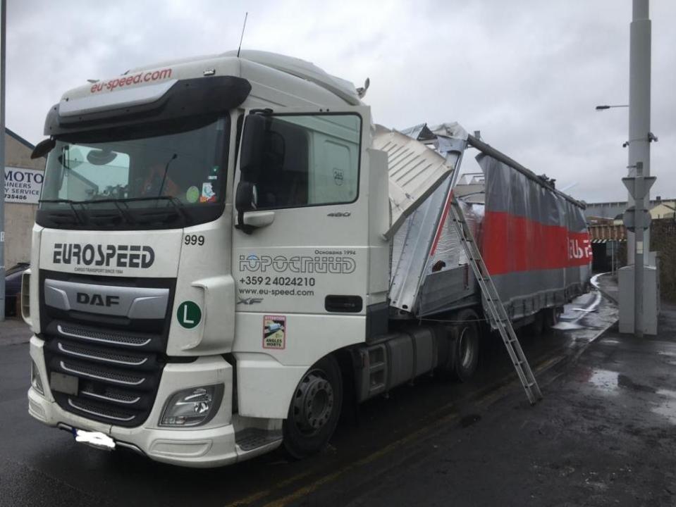Bradford Telegraph and Argus: The lorry that hit the bridge in February 2022