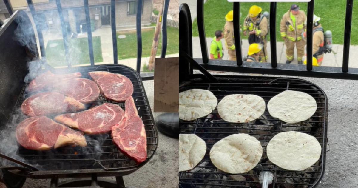 sonoran makes roast beef in canada and firefighters arrive to put out his party