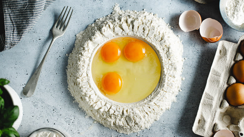 eggs and flour for pasta-making