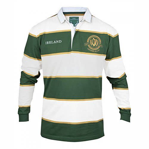 3) Croker Green and White Striped Rugby Jersey