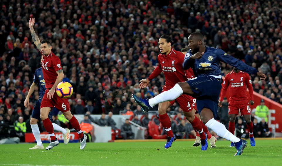 Manchester United’s Romelu Lukaku was largely ineffective but his cross did set up United’s goal