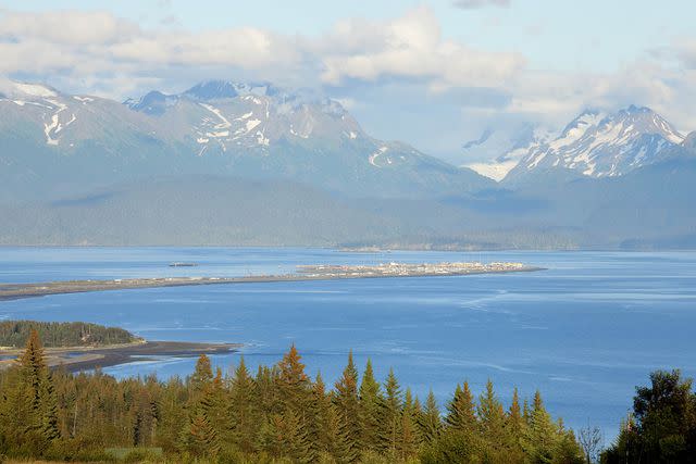 <p>Getty</p> The Homer Spit on Kachemak Bay, Kenai Peninsula seen from a hilltop