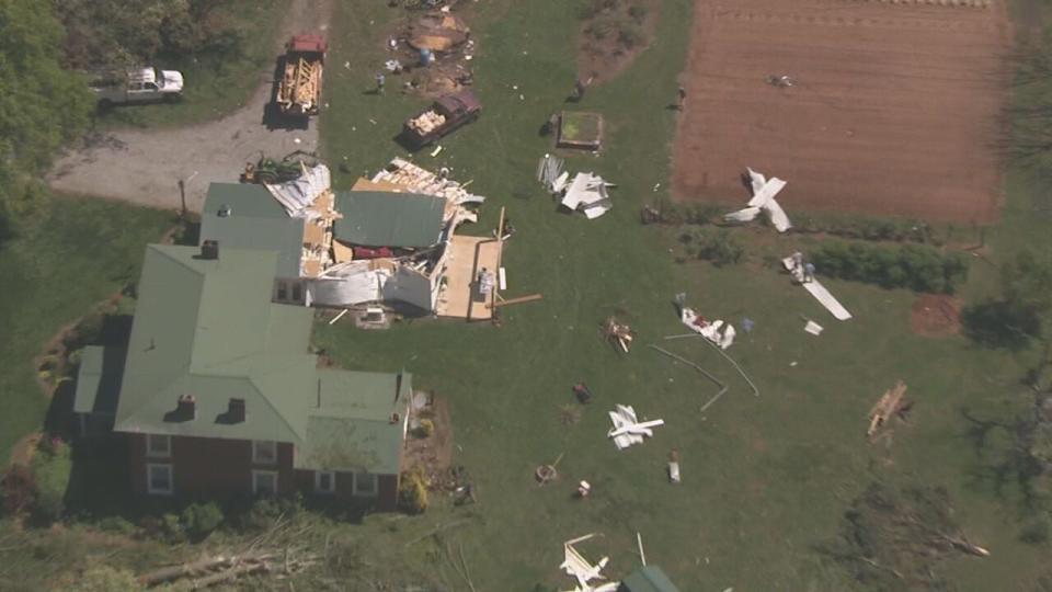 A structure next to a home in the Mt. Ulla area was ravaged by the tornado on Thursday.