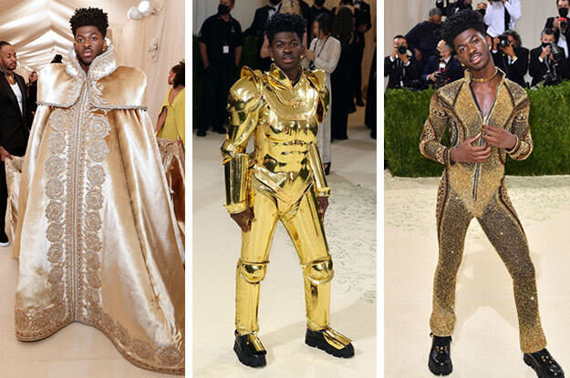 Fashion, Shopping & Style, Please Join Us in Bowing Down to Lil Nas X's  3-in-1 Met Gala Look