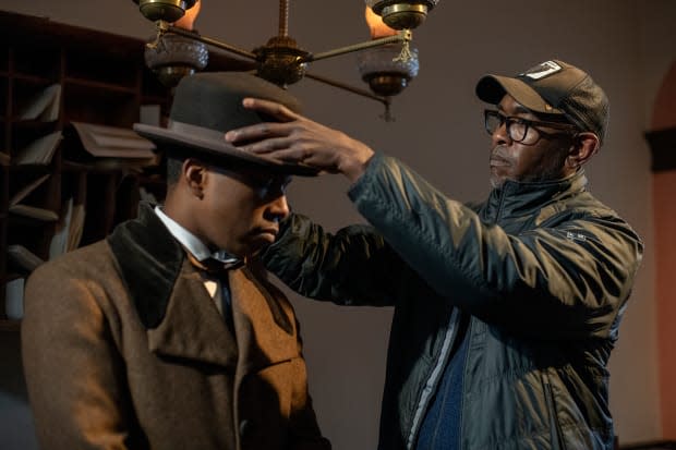 Leslie Odom Jr., as William Still, and Tazewell on the set of 'Harriet.' Photo: <em>Glen Wilson/Courtesy of Focus Features</em>