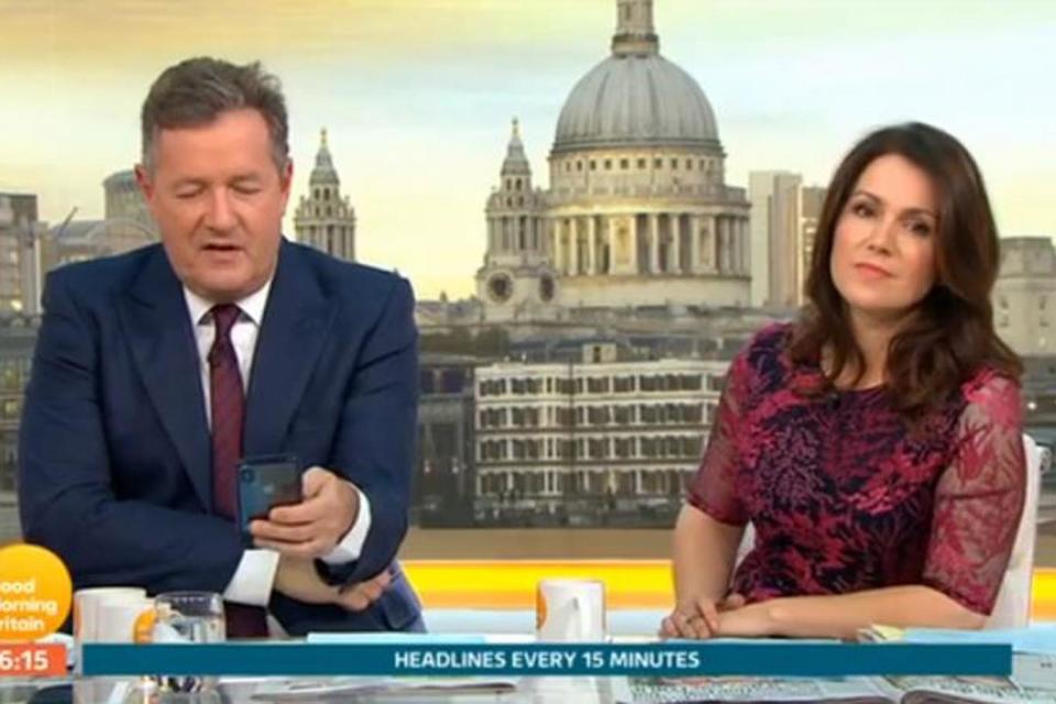 Unimpressed: Susanna Reid looked unhappy with her co-host Piers Morgan's interruption (ITV)