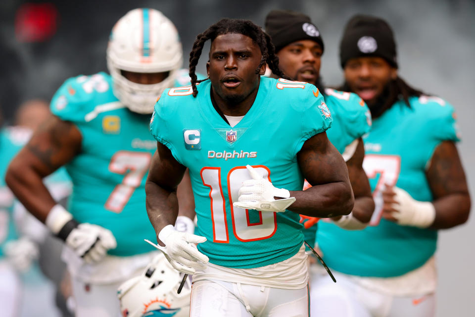 Tyreek Hill and the Miami Dolphins are still battling for a playoff berth. (Photo by Megan Briggs/Getty Images)