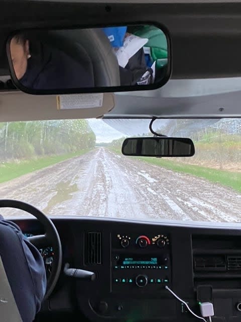 Raven Chaboyer says driving on the muddy highway isn't ideal and because of the roads, gas trucks and food trucks don't arrive.  She says people have missed their doctor's appointments for fear of getting stuck on the road.