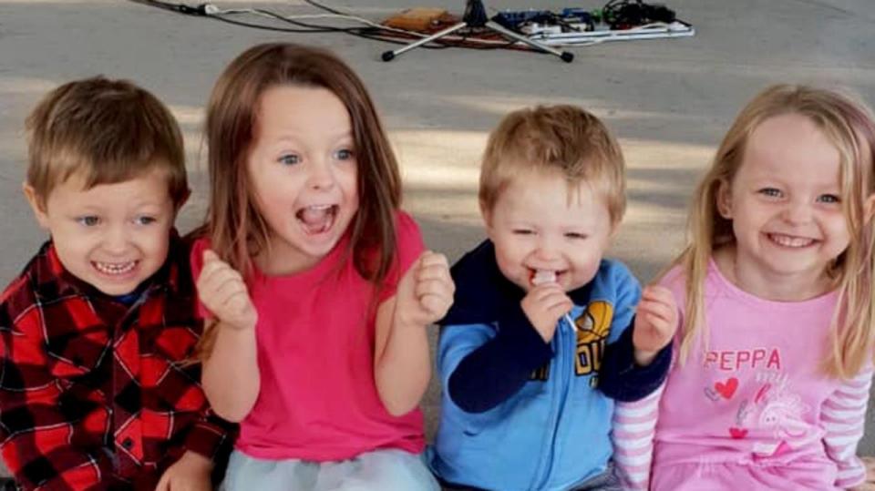 Ms McLeod&#x002019;s children (left to right) Wyatt, Ally, Zaidok and Matilda were in the back seat of the woman&#x002019;s station wagon at the time of the fatal crash. Picture: Supplied