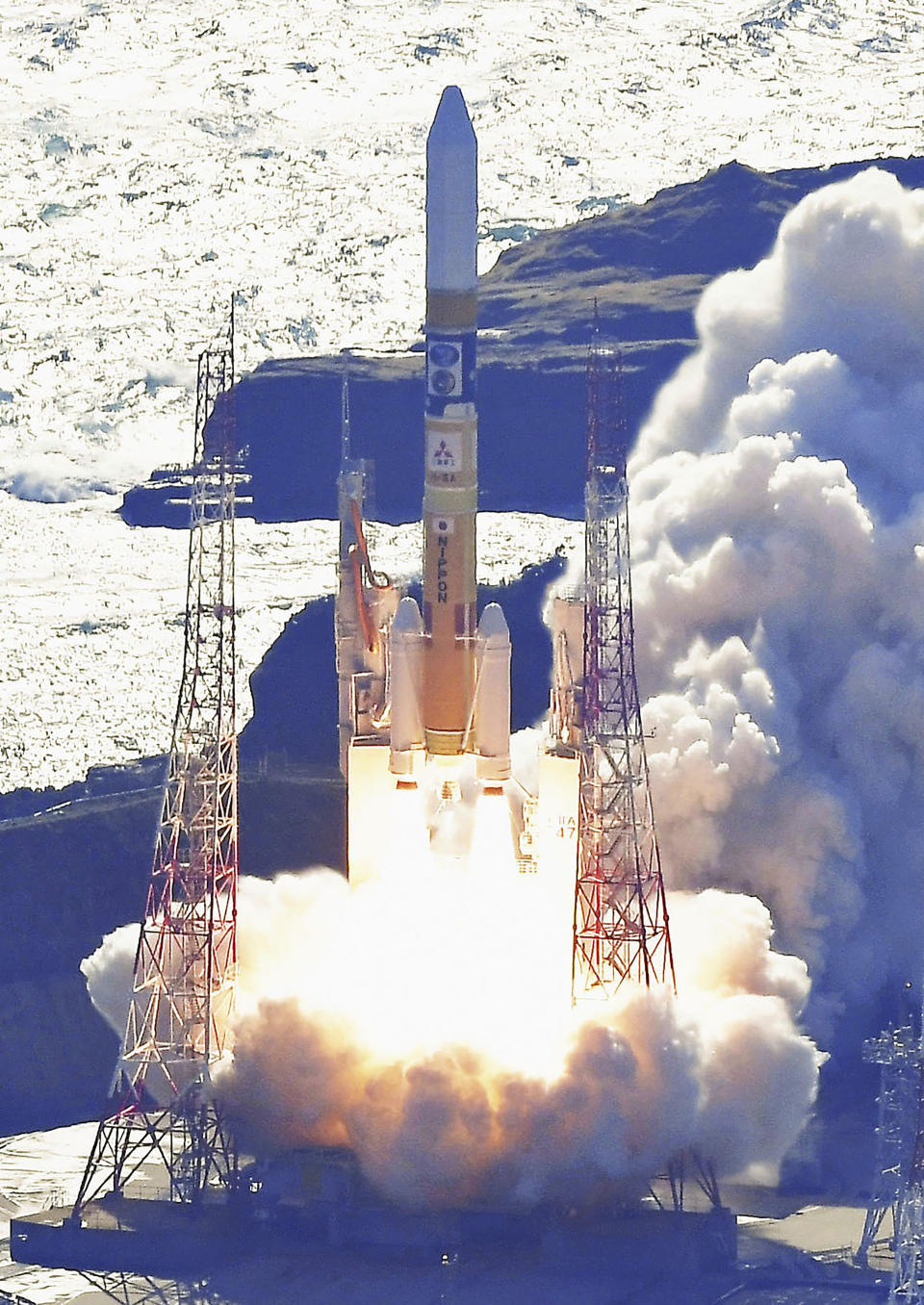 An HII-A rocket blasts off from the launch pad at Tanegashima Space Center in Kagoshima, southern Japan Thursday, Sept. 7, 2023. (Kyodo News via AP)