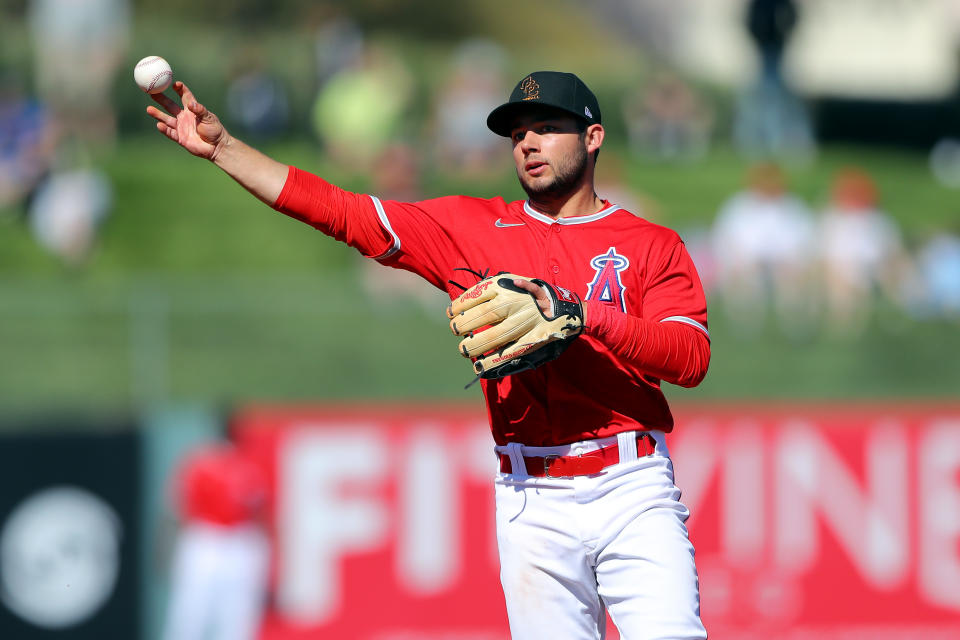 David Fletcher #22 of the Los Angeles Angels